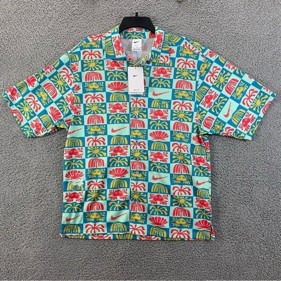Nike Sportswear Dri-Fit Mesh Hawaiian Button Up ShirtDV0041-446Size:M